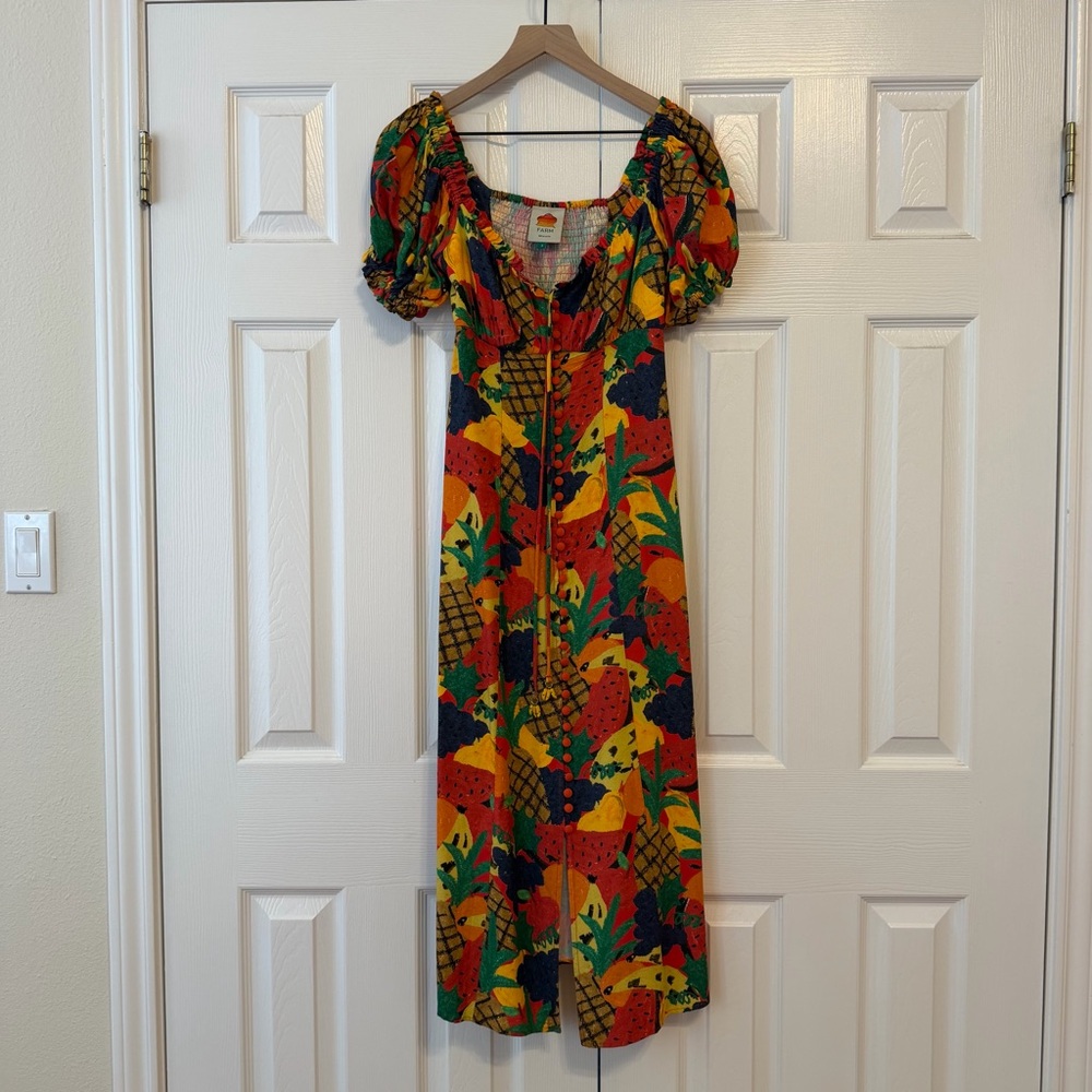 Farm Rio x Anthropologie Fruit Salad Midi Dress S - Picture 5 of 10